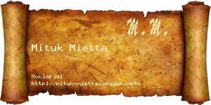 Mituk Mietta névjegykártya